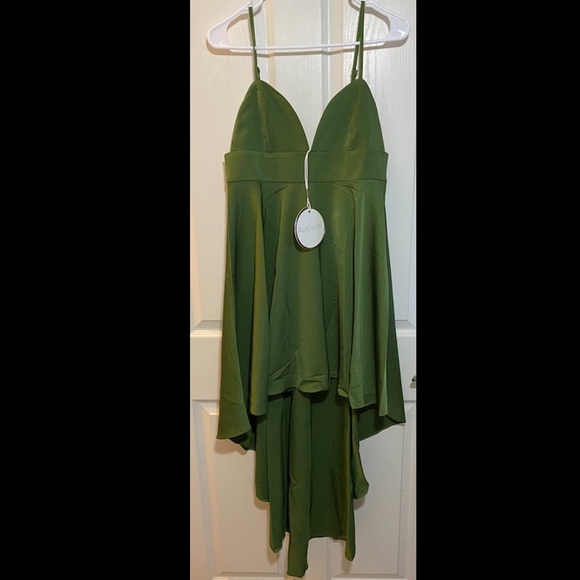 High/low olive green dress. - Picture 2 of 4